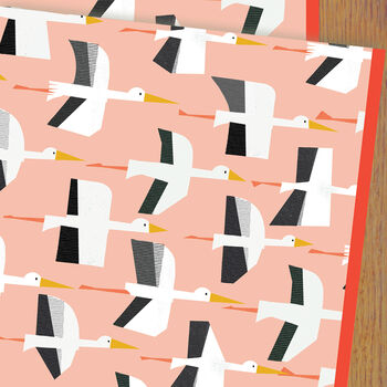 Pink Stork Wrapping Paper Two Sheets, 2 of 7