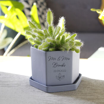 Personalised Wedding Hexagon Plant Pot Gift, 8 of 9