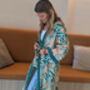 Palm Springs ~ Bamboo Silk Kimono Dressing Gown ~ Tropical Exotic Print Women’s Robe, thumbnail 1 of 8