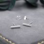 Tiny Frosted Bar Stud Earrings In Sterling Silver, thumbnail 1 of 9