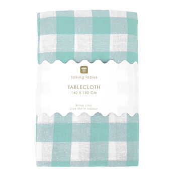 Mint Green And White Fabric Gingham Tablecloth, 5 of 5