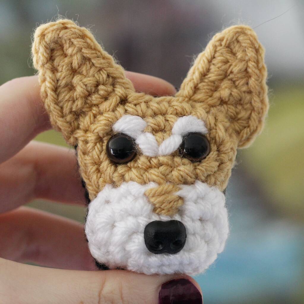 Personalised Crochet Dog Face Brooch Letterbox Gift By Lovingly