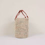 Pleated Leather Handle Basket Bag, Terracotta, thumbnail 5 of 5