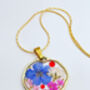 Dried Flowers Circle Necklace Small Hand Made, thumbnail 2 of 8