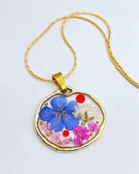 Dried Flowers Circle Necklace Small Hand Made, 2 of 8