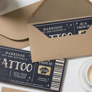 Personalised Tattoo Gift Voucher Scratch Reveal, 6 of 9