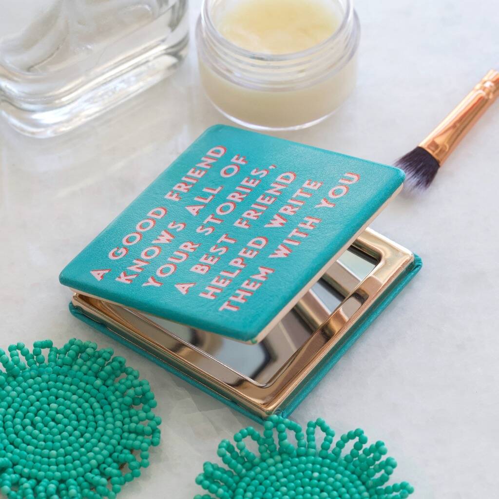 Personalised Turquoise 'Best Friend' Compact Mirror By Lisa Angel