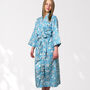 Blue Bird And Flower Print Cotton Dressing Gown Kimono, thumbnail 3 of 8