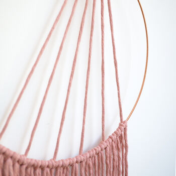 Modern Macrame Hoop Wall Hanging With Feathers, 4 of 5
