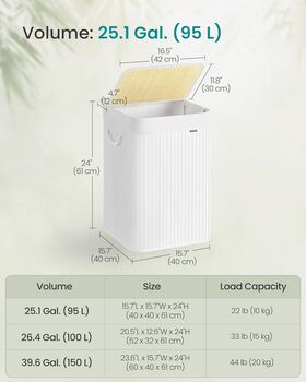 Foldable Bamboo Laundry Basket With Lid, 2 of 6