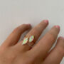 White Opal Marquise Ring In 14k Gold Vermeil Plated, thumbnail 3 of 6