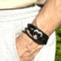 Personalised Black Leather Wrap Heart Urn Bracelet With Custom Engraving, thumbnail 3 of 8