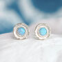 Molten Sterling Silver Framed Blue Opal Stud Earrings, thumbnail 1 of 9