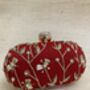 Deep Red Velvet Handcrafted Oval Clutch Bag, thumbnail 1 of 7