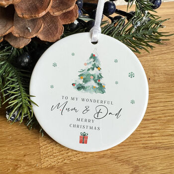 Mum And Dad Christmas Ceramic Ornament Gift, 7 of 7