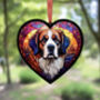 St Bernard Stained Glass Effect Heart Suncatcher, thumbnail 4 of 5