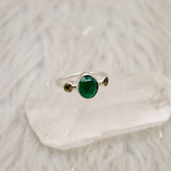 Green Onyx Tourmaline Sterling Silver Ring, 3 of 10