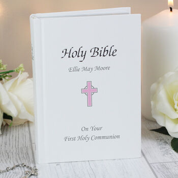 Personalised Pink Cross Holy Bible Gift, 7 of 7