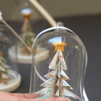 Personalised Paper Christmas Tree Glass Dome Decoration, 9 of 12