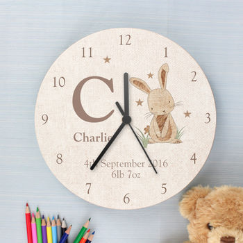 Personalised Giraffe Or Rabbit Design Wooden Clock, 2 of 5
