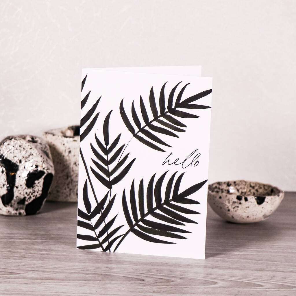 Hello Black And White Greeting Card By Ella Johnston Art & Illustration