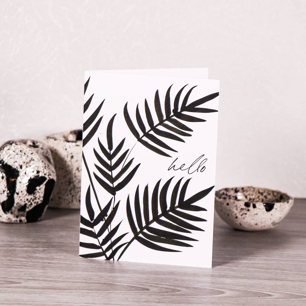Hello Black And White Greeting Card By Ella Johnston Art Illustration 