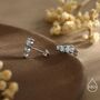 Sterling Silver Tiny Aqua Green Opal Trio Stud Earrings, thumbnail 3 of 12