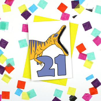 Number 21 Dinosaur Card And Badge Set, 4 of 4