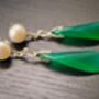 Green Onyx, Pearl Sterling Silver Earrings, thumbnail 1 of 4