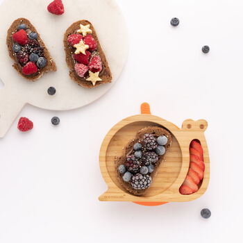 Bamboo Snail Plate Weaning Gift Set Orange, 3 of 3