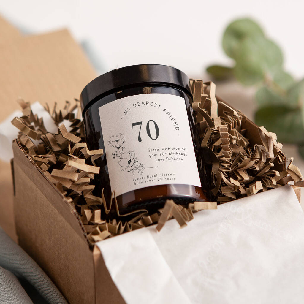70th Birthday Gift Personalised Candle By Kindred Fires Notonthehighstreet Com