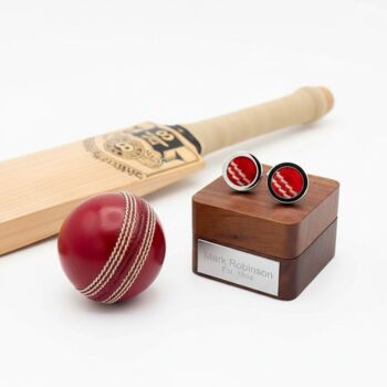 Personalised Cricket Ball Leather Cufflinks, 8 of 12