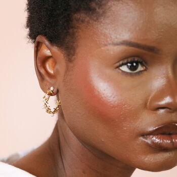 Starfish And Pearl Hoop Earrings In Gold Plating, 3 of 4