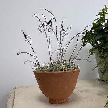 Wire Snowdrops In Handmade Egg Cup Shape Terracotta Pot, 3 of 7