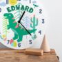Children's T Rex Dinosaur Personalised Bedroom Clock, thumbnail 3 of 5