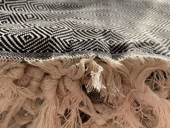 Diamond Design Black Cotton Bedspread, 4 of 9