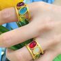 Gold Plated Adjustable Gemstone Ring, thumbnail 5 of 7