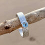 March Aquamarine Birthstone Ring In Textured Sterling Silver, thumbnail 3 of 5