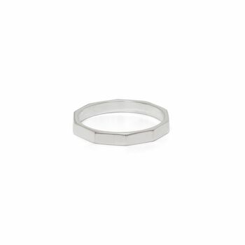 Heavy Hexagon Stacking Ring Sterling Silver, 2 of 3