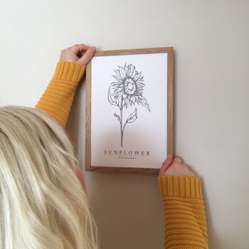 Hand Illustrated Sunflower Flower Print, 4 of 8