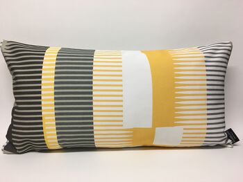 Combed Stripe Cushion Saffron, Charcoal + White, 5 of 5