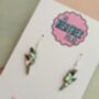 Small Aqua Glitter Lightning Bolt Earrings / Electric Blue Jewellery Vibrant Bolt Statement/ Small Aqua Statement, thumbnail 4 of 5
