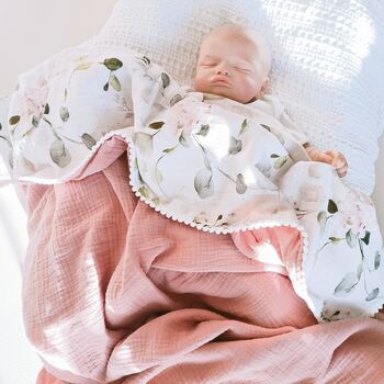 Wildflower Organic Muslin Baby Blanket With Name, 3 of 12