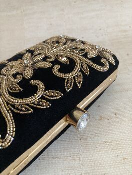 Black Velvet Rectangular Clutch Bag, 10 of 10