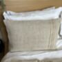 Oblong, Natural, Hemp, Neutral, Woven, Grain Sack, Striped Cushion With Cotton Reverse Brown Stripes To Right Edge, thumbnail 4 of 5