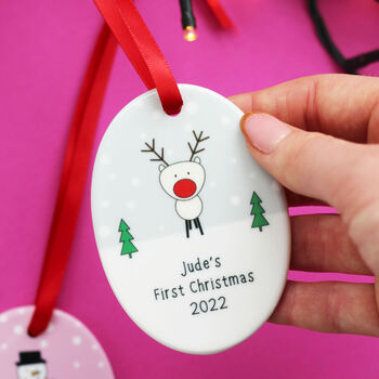 Personalised Baby's First Christmas Ceramic Decoration, 3 of 7