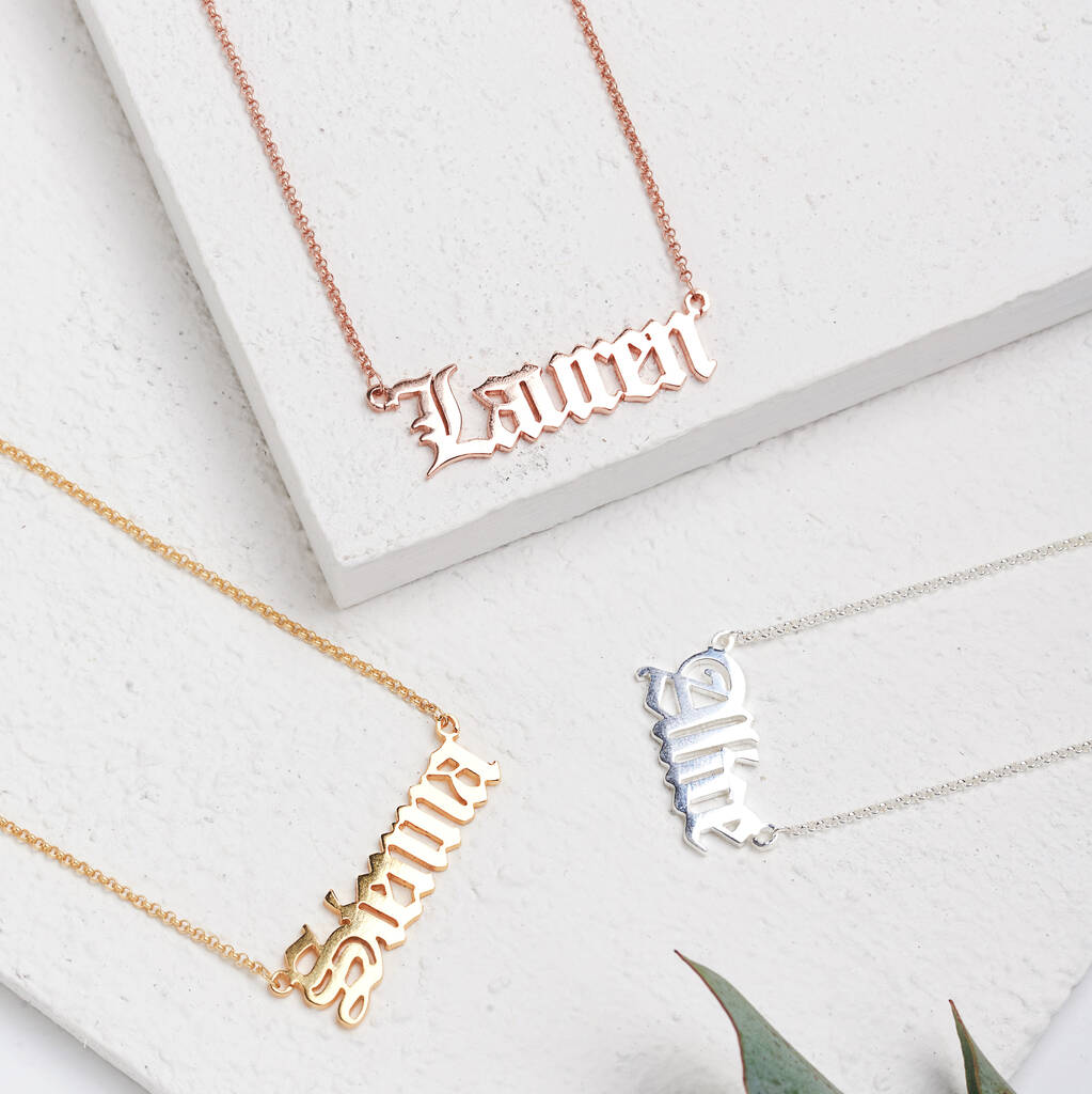 Personalised Old English Name Necklace, 1 of 10