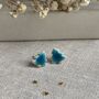 Tiny Turquoise Christmas Tree Ceramic Earrings, thumbnail 2 of 10