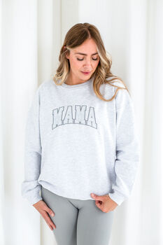 Ladies' Varsity Style Embroidered Mama Sweatshirt Jumper, 9 of 12