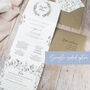 Periwinkle Wreath Concertina Wedding Invitations With Integrated RSVP, thumbnail 3 of 7